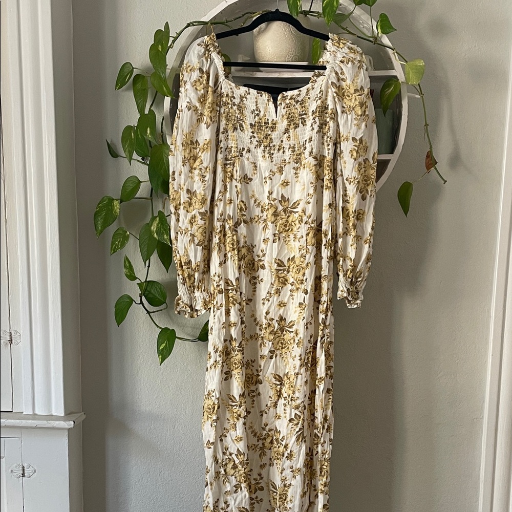 Free People Women's Jaymes Floral Print Long Sleeve Midi Dress